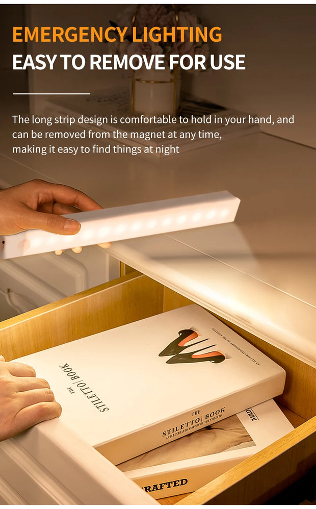 Smart Motion Sensor Night Light Wireless Rechargeable Led Night Lights Kitchen Cabinet Closet Bedroom Night Lamp Room Decoration