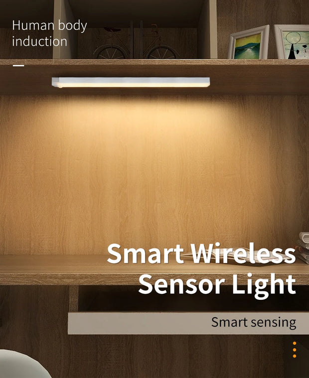 Smart Motion Sensor Night Light Wireless Rechargeable Led Night Lights Kitchen Cabinet Closet Bedroom Night Lamp Room Decoration