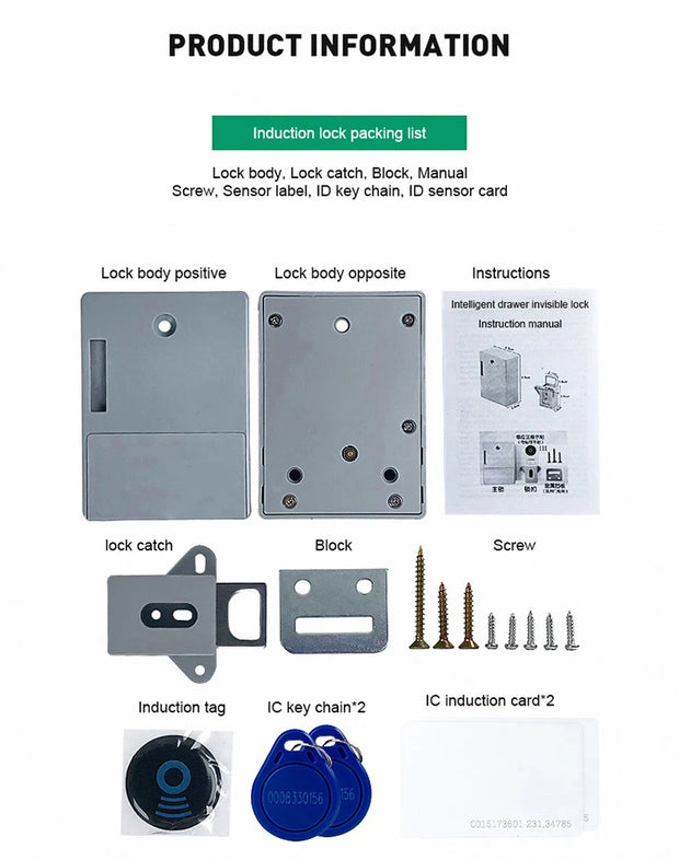 Invisible Magnetic Digital Cabinet Lock Rfid Plastic Safety Smart Drawer Hidden Lock Protect Privacy Drawer Cabinet Lock