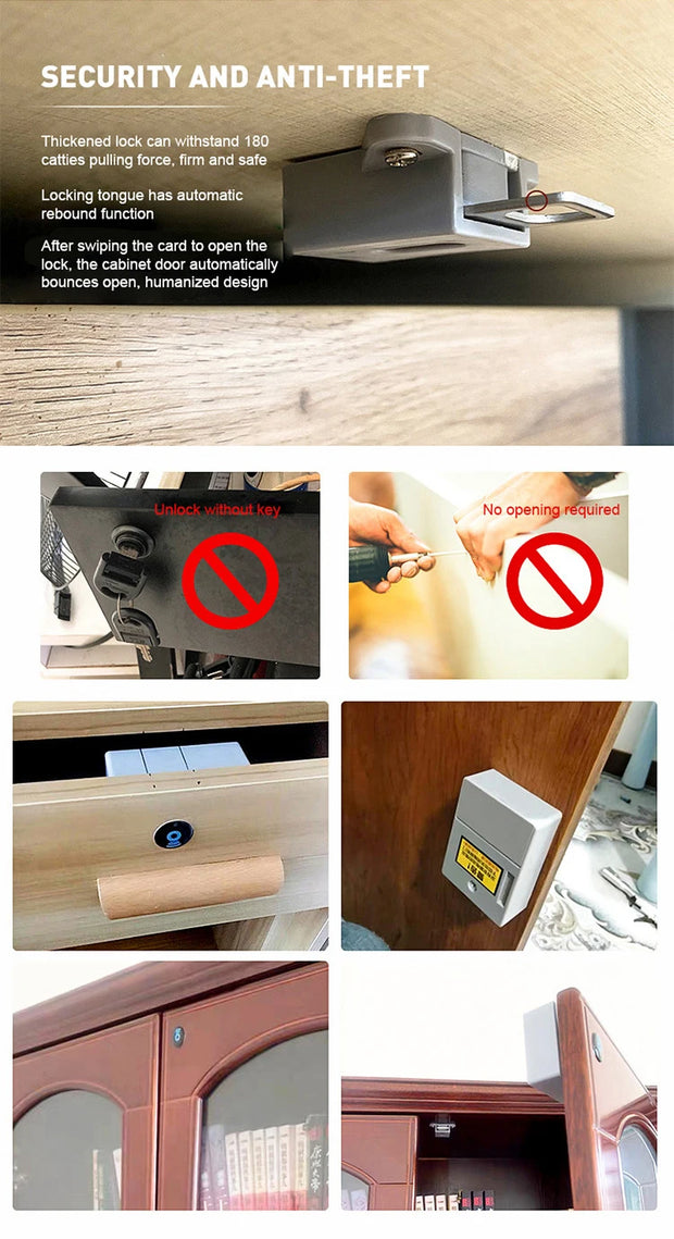 Invisible Magnetic Digital Cabinet Lock Rfid Plastic Safety Smart Drawer Hidden Lock Protect Privacy Drawer Cabinet Lock