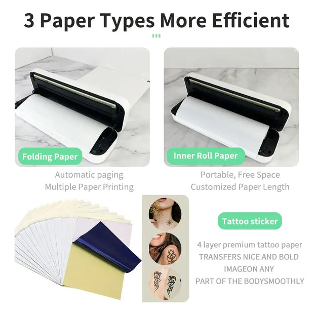 Portable A4 Thermal Printer Document Tattoo Printer Bluetooth Wireless Mini Printer Notes lmage Photo Printing Machine A4 Paper