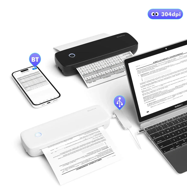 Portable Thermal Transfer Printer Wireless&USB Connect with Mobile Computer 56mm/77mm/107mm/210mm/216mm