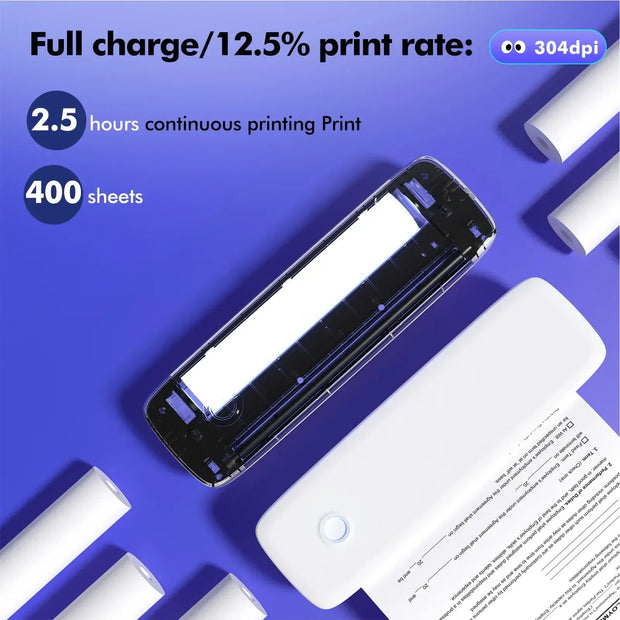 Portable Thermal Transfer Printer Wireless&USB Connect with Mobile Computer 56mm/77mm/107mm/210mm/216mm