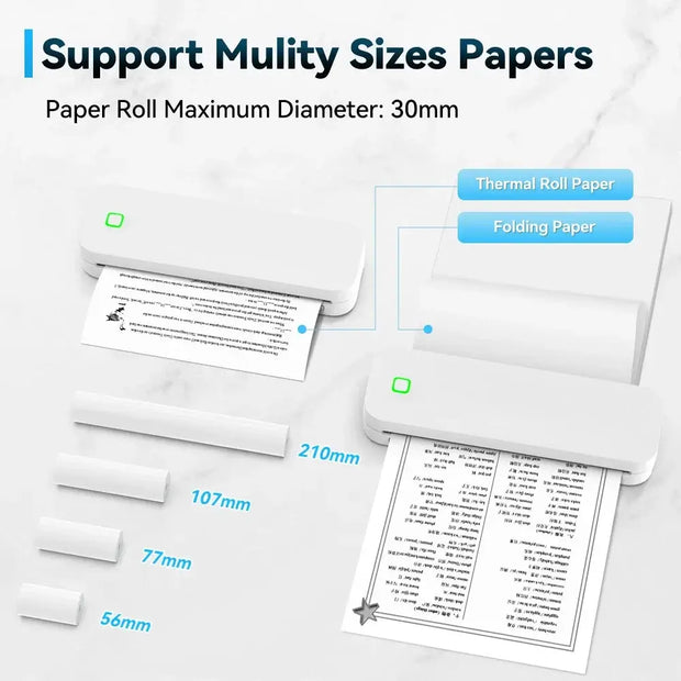 Portable A4 Thermal Printer Document Tattoo Printer Bluetooth Wireless Mini Printer Notes lmage Photo Printing Machine A4 Paper