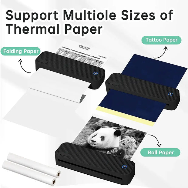 Portable A4 Thermal Printer Document Tattoo Printer Bluetooth Wireless Mini Printer Notes lmage Photo Printing Machine A4 Paper