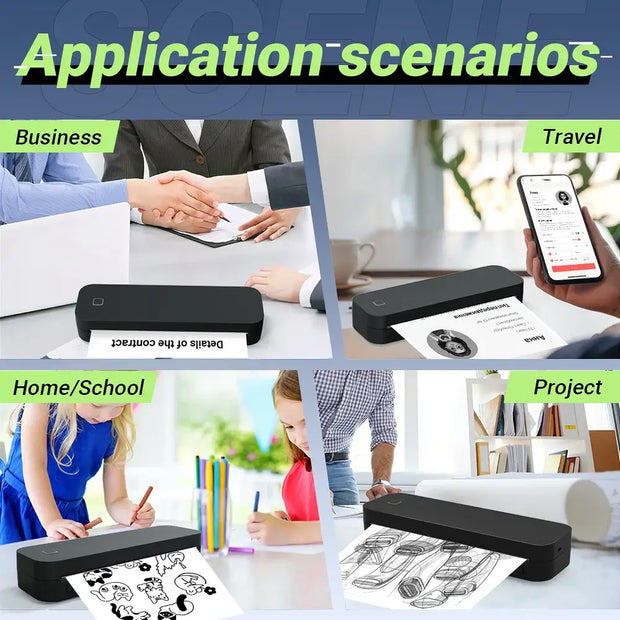 Portable A4 Thermal Printer Document Tattoo Printer Bluetooth Wireless Mini Printer Notes lmage Photo Printing Machine A4 Paper