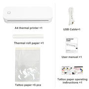 Portable A4 Thermal Printer Document Tattoo Printer Bluetooth Wireless Mini Printer Notes lmage Photo Printing Machine A4 Paper