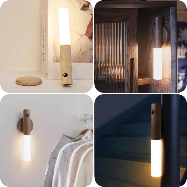 Motion Sensor Smart LED Night Light Rechargeable Magnetic Wall Light Portable Lamp for Cabinet Hallway Bedroom Bath Staircase