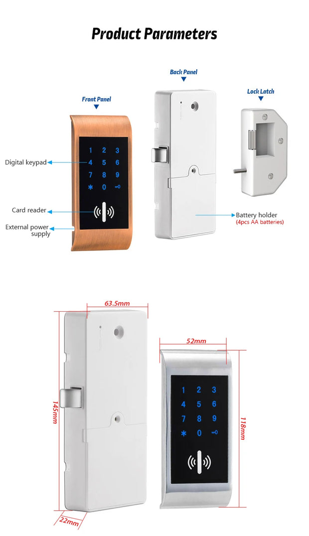 Intelligent Keypad RFID Electronic Cabinet Locker Sauna Lock for Home Gym School Spa Cabinet Door