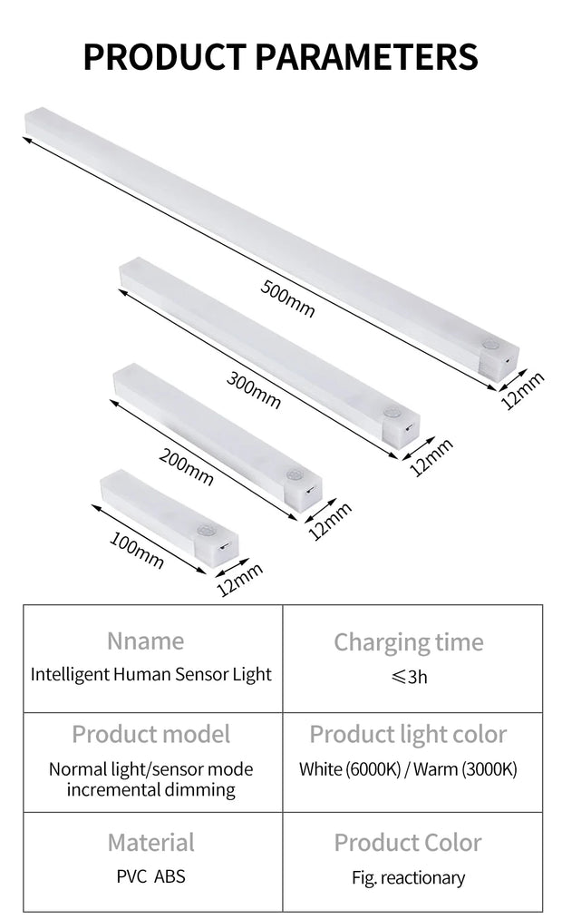 Smart Motion Sensor Night Light Wireless Rechargeable Led Night Lights Kitchen Cabinet Closet Bedroom Night Lamp Room Decoration
